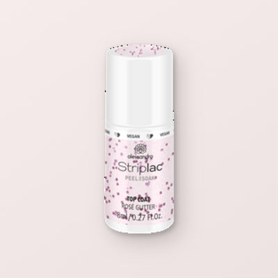 Alessandro Striplac Peel or Soak Gellak Top coat rosé glitter
