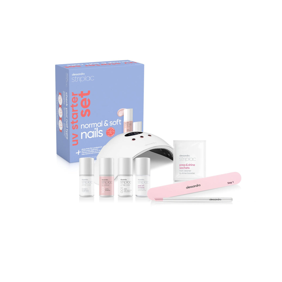 Alessandro | Striplac peel or soak gellak - Starter Set Normal & Soft Nails – 1 Colour