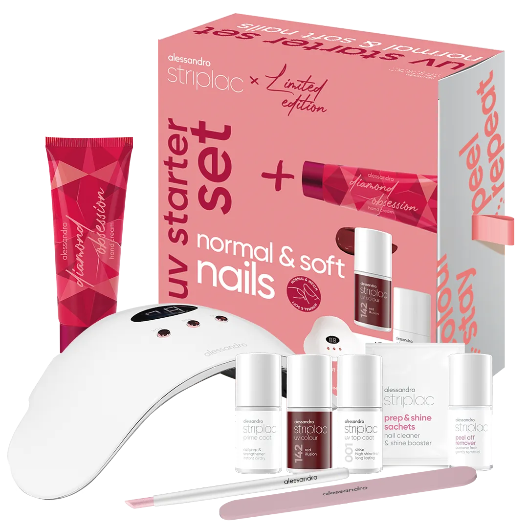 Inhalt des Striplac Starter Set Normal & Soft Nails X-Mas Edition