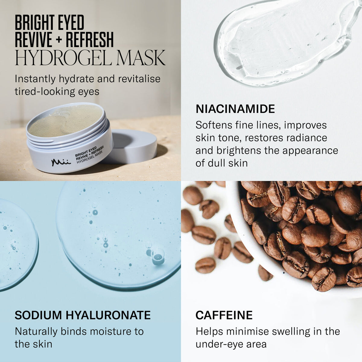 Mii Cosmetics | Bright eyed revive + refresh hydrogel mask - oogpads tegen donkere kringen en wallen
