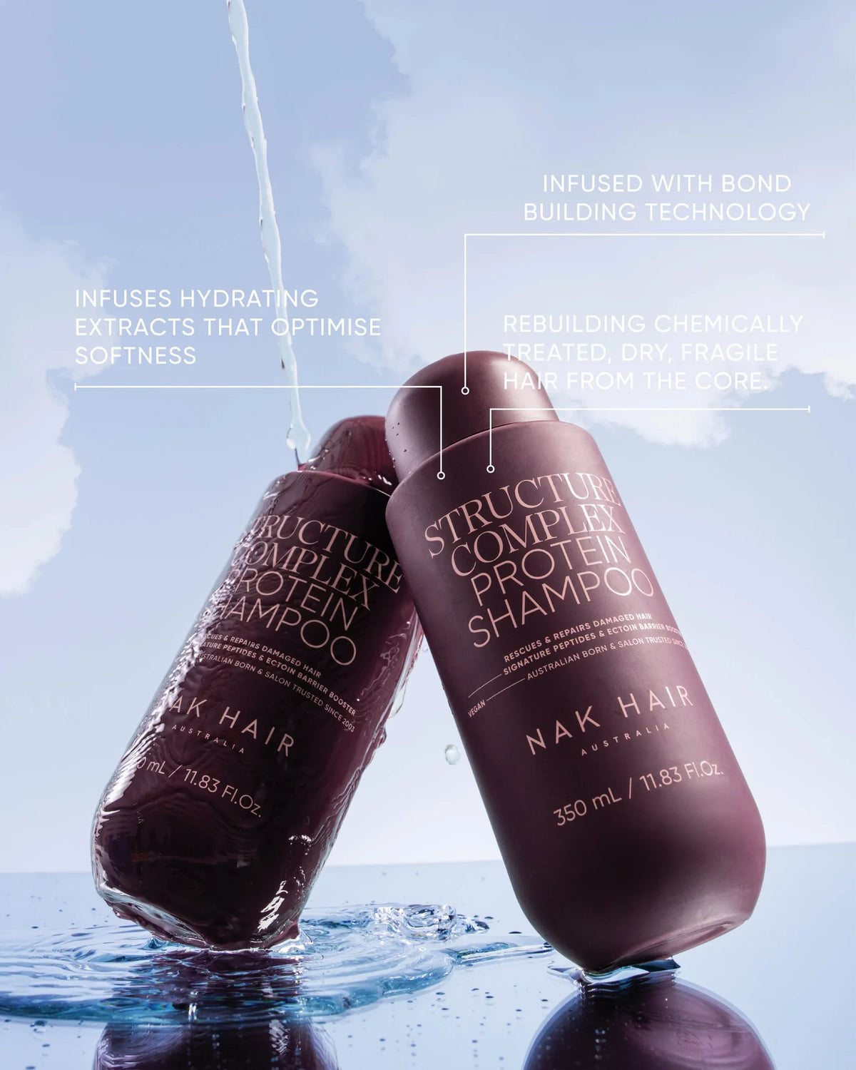 NAK hair | Shampoing protéiné Structure Complex - cheveux cassants, secs et traités chimiquement