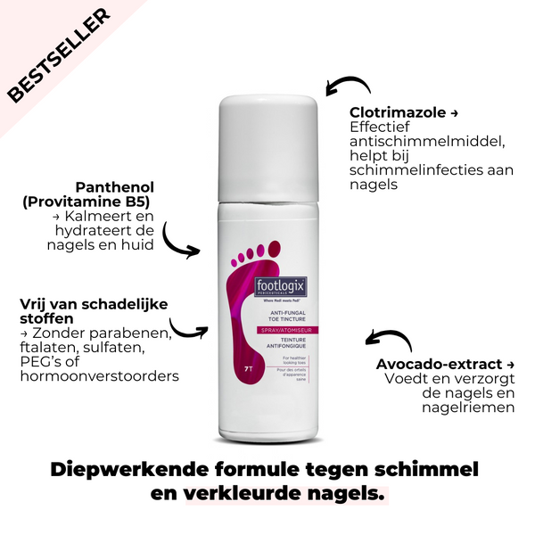 Footlogix | Spray de teinture pour ongles contre les mycoses et la décoloration des ongles de pieds