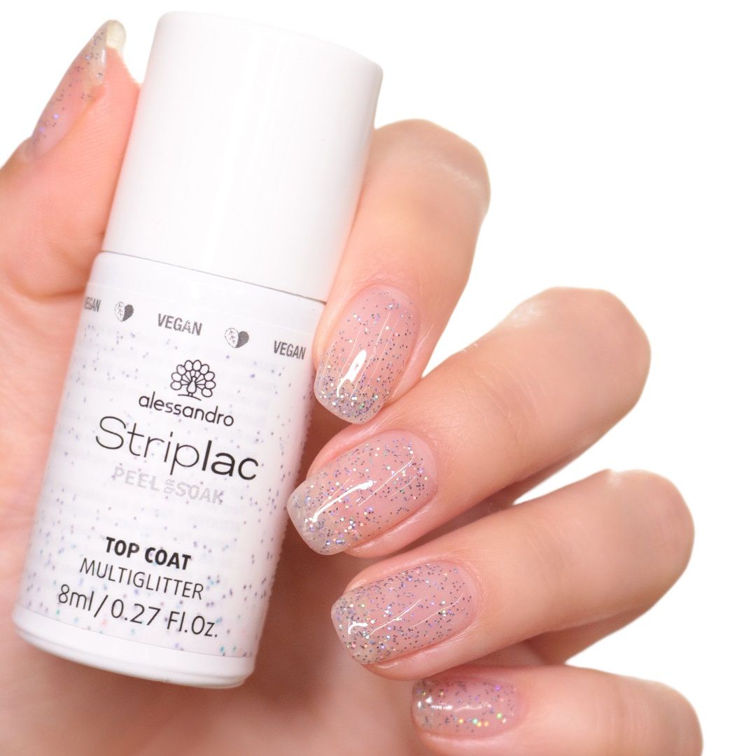 Striplac Peel or Soak Gellak - Top coat multi-paillettes