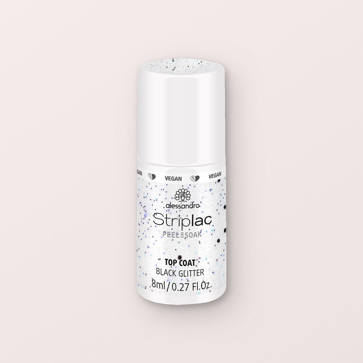 Striplac Peel or Soak Gellak Top coat black glitter