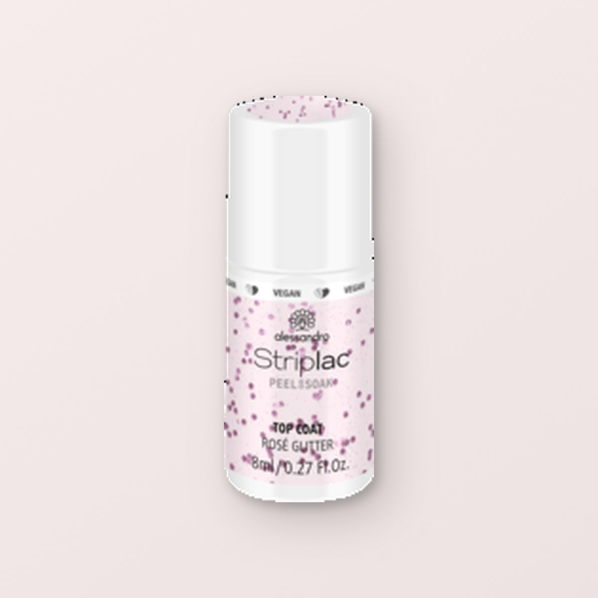 Alessandro Striplac Peel or Soak Gellak Top coat rosé glitter