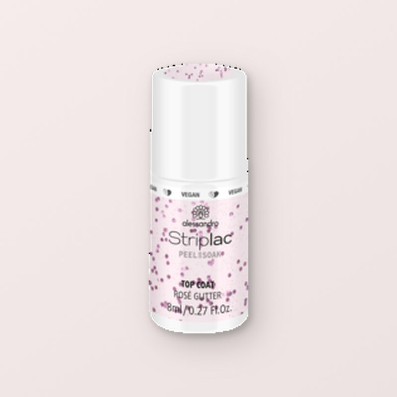Alessandro Striplac Peel or Soak Gellak Top coat rosé glitter