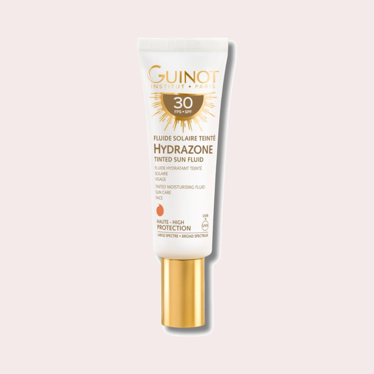 Guinot Fluide Solaire Teinté Hydrazone SPF30, getinte zonnefluid voor een egale, gebruinde teint