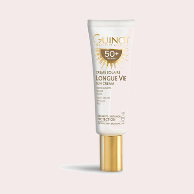 Guinot Longue Vie Crème Solaire SPF50+ Visage, zonnecrème met zeer hoge bescherming en anti-rimpelwerking