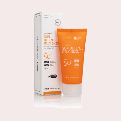 InnoAesthetics Inno-Derma Sun Defense SPF 50+ Oily Skin, olievrije zonnecrème voor het gezicht voor een gemengde tot vette huid