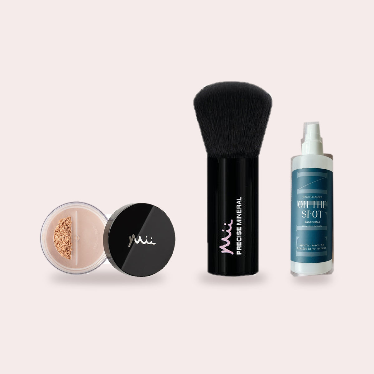 Minerale foundation routine: Mii Irresistible Face Base, Precise mineral kabuki brush en ELIN On The Spot brush cleanser