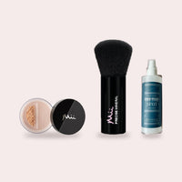 Minerale foundation routine: Mii Irresistible Face Base, Precise mineral kabuki brush en ELIN On The Spot brush cleanser