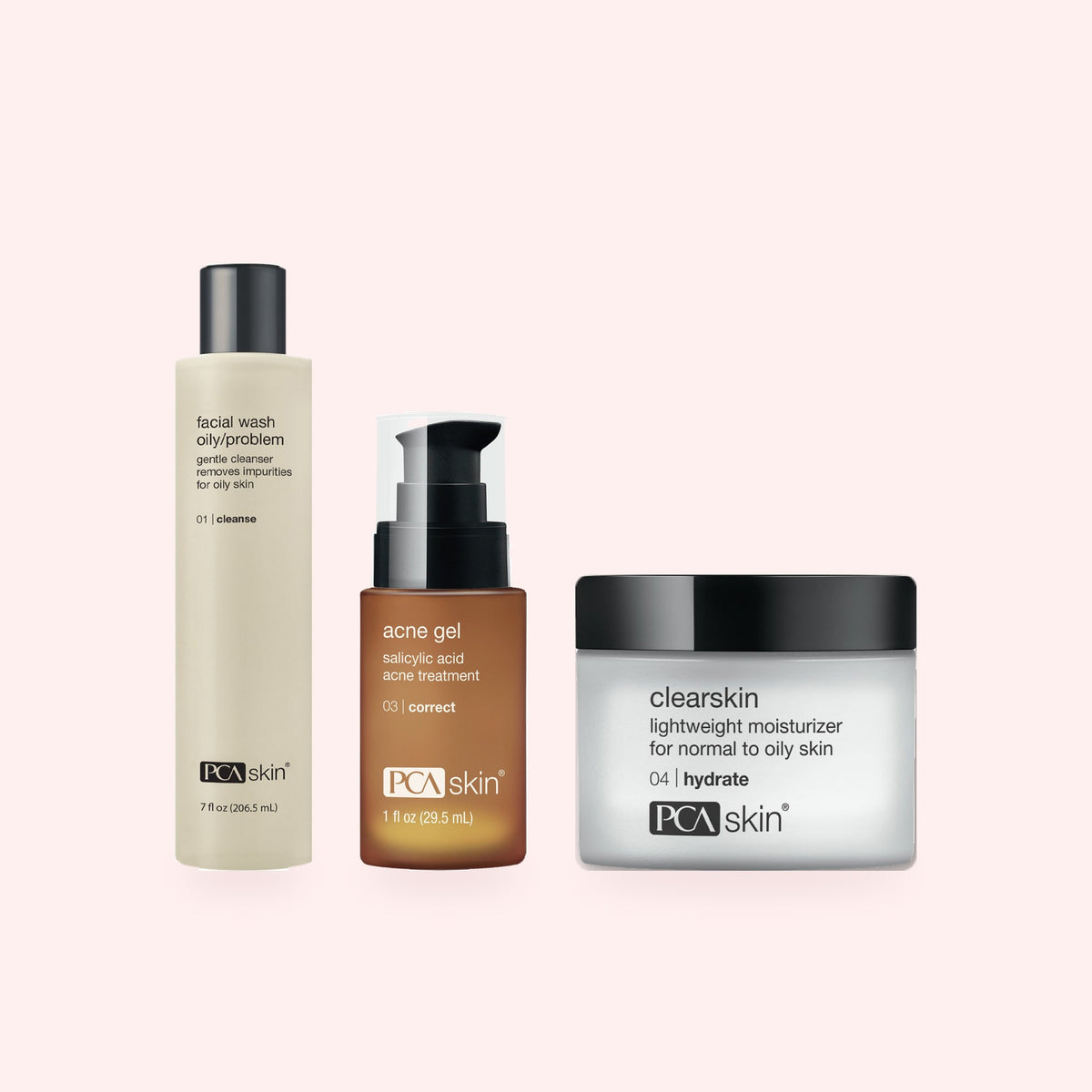 PCA skin ACNE.ROUTINE: Facial Wash Oily/Problem, Acne Gel en Clearskin