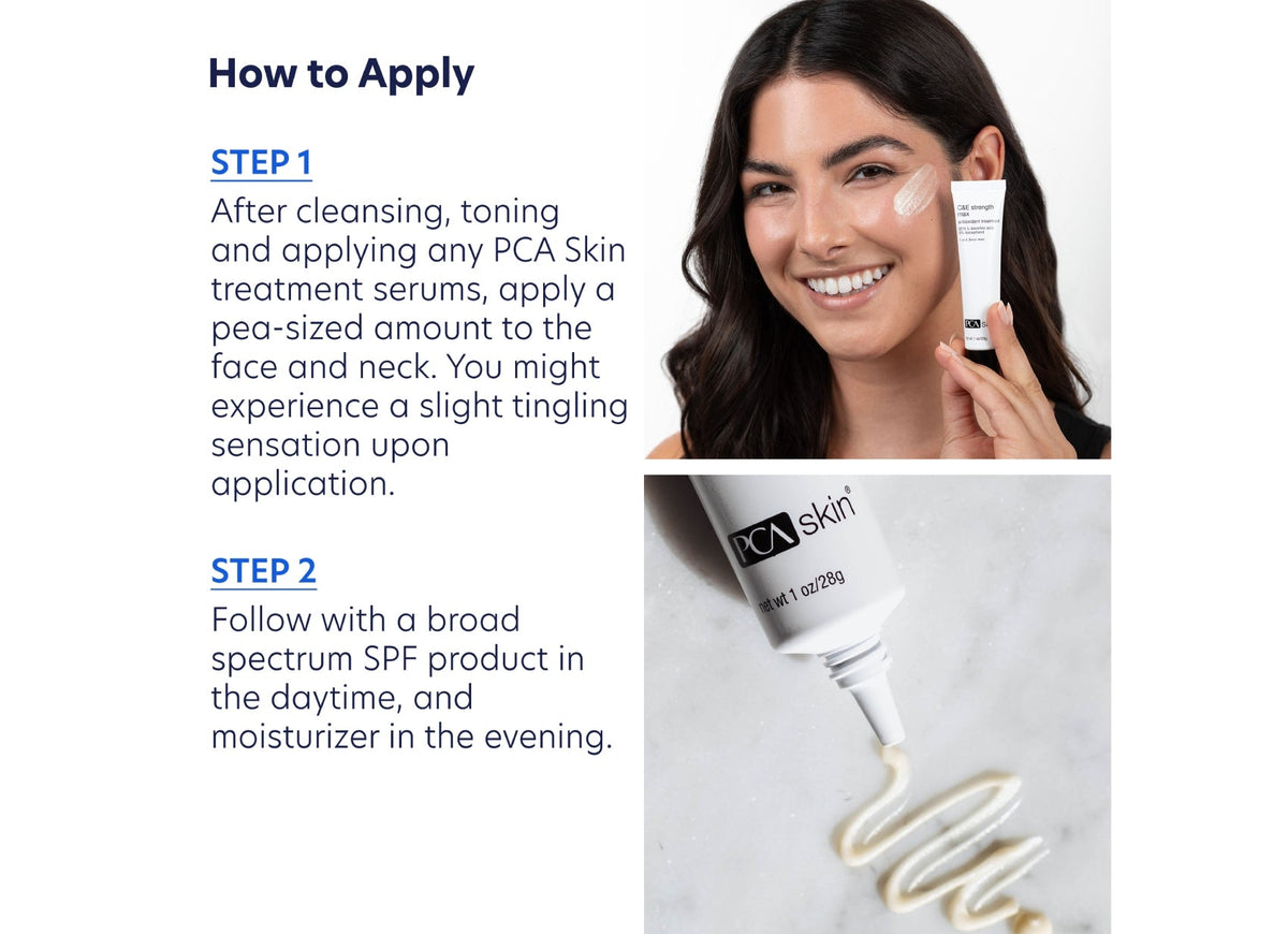 pca skin c and e strength max anti oxidanten how to apply