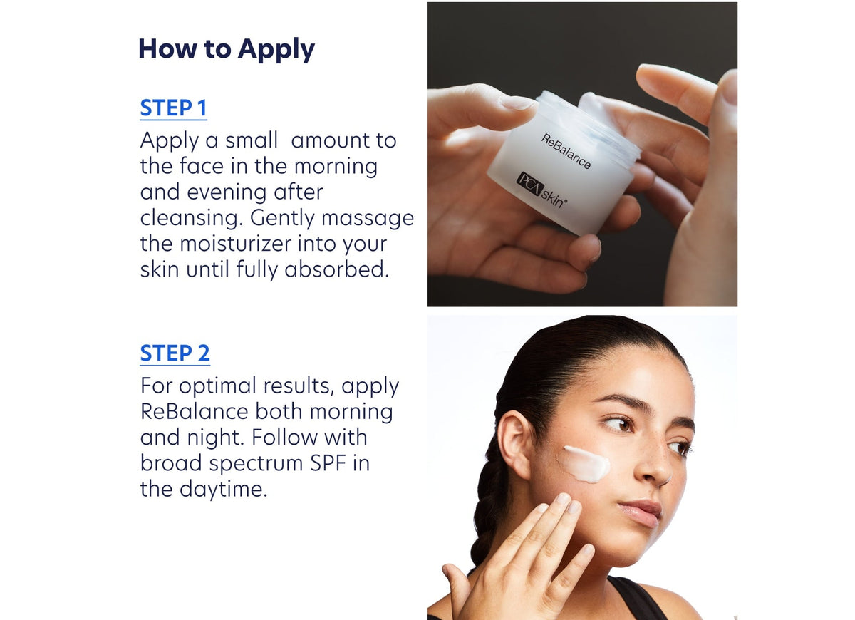 pca skin rebalance gezichtscrème om de huid de kalmeren en hydrateren how to use