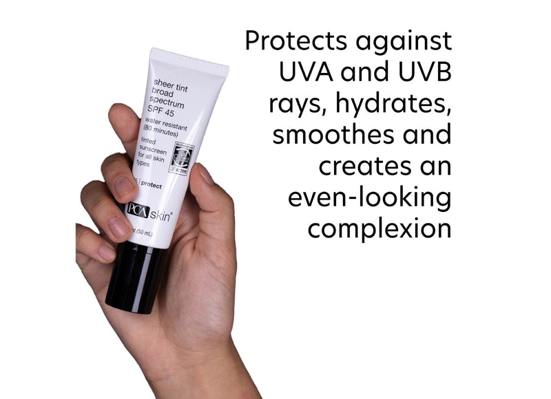 pca skin sheer tint spf 45 getinte dagcreme minerale zonnefilter bescherming SPF