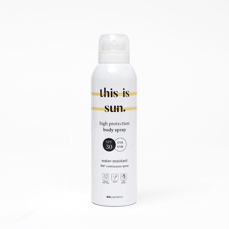 This is us, this is sun body spray SPF30 high protection water-resistant 